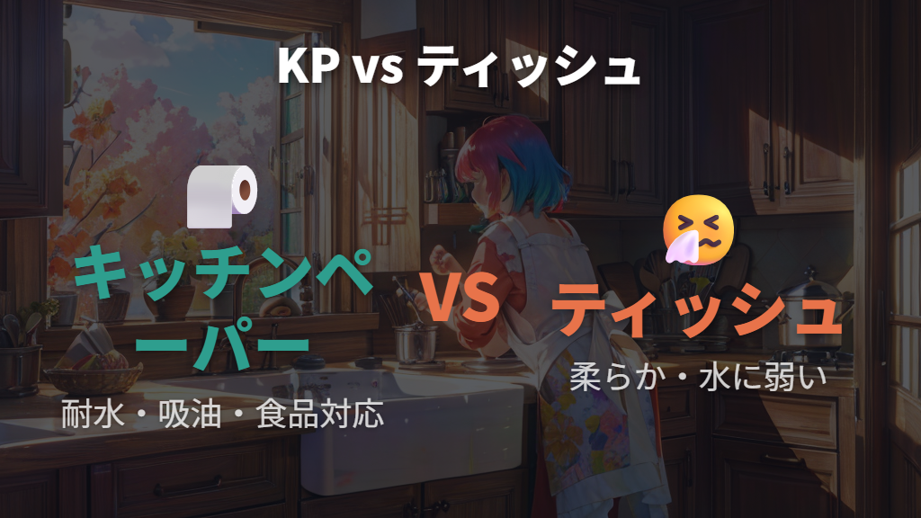 キッチンペーパーとティッシュの違い——耐水性・吸油性・安全性を比較