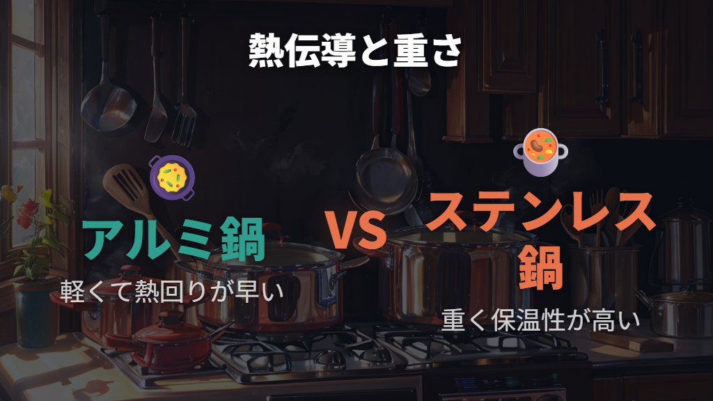 熱伝導性と重量が調理効率に与える影響