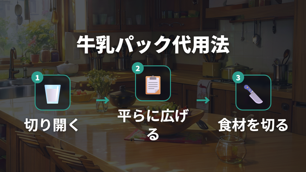 牛乳パックで丈夫なまな板木のような代用品を作る