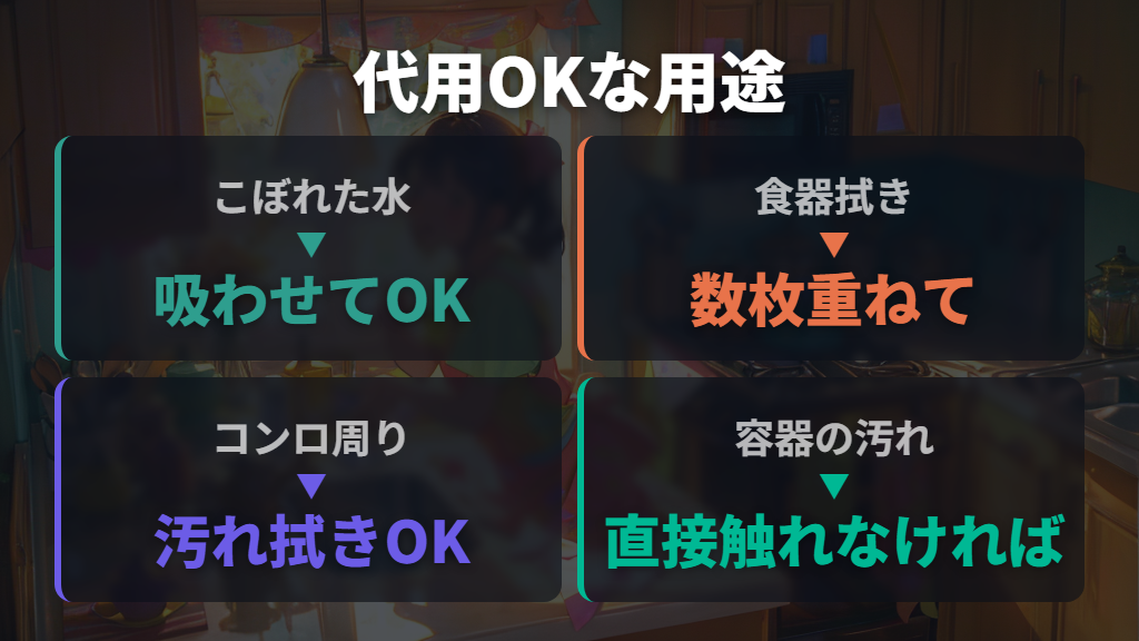 ティッシュをキッチンペーパーの代わりに使えるOKな用途