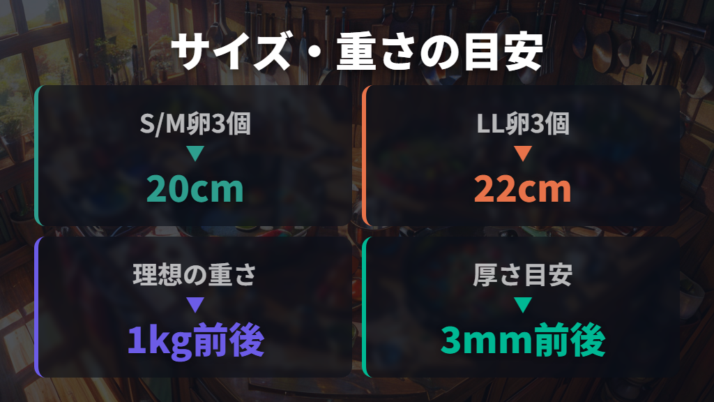 サイズと重さで失敗しない!オムレツ用鉄フライパンの選び方