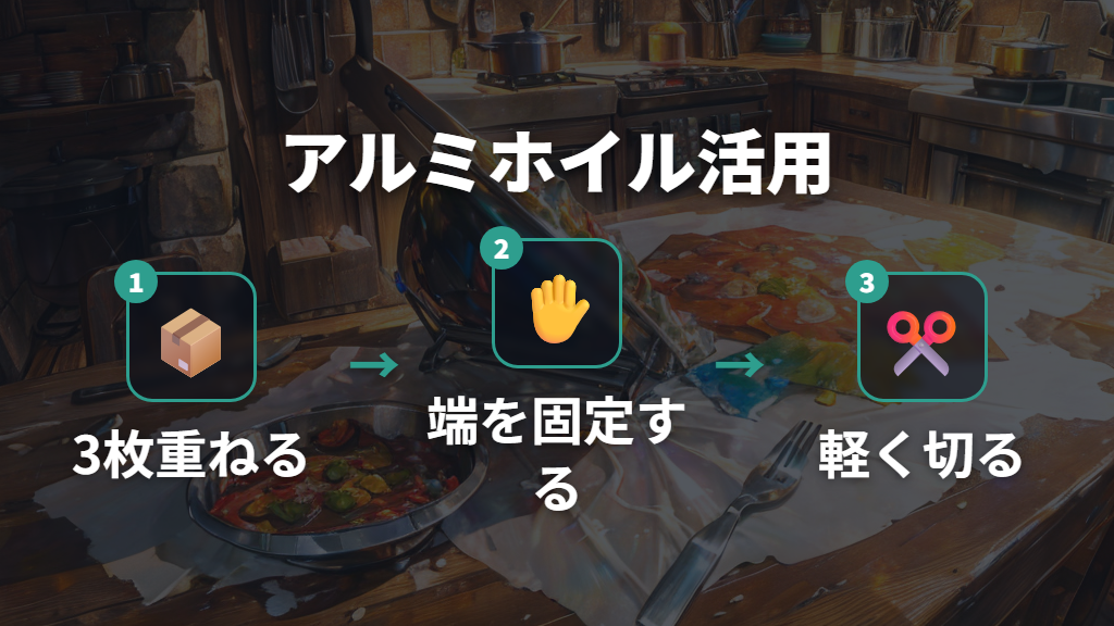 アルミホイルを重ねて自作する簡易的なまな板mod