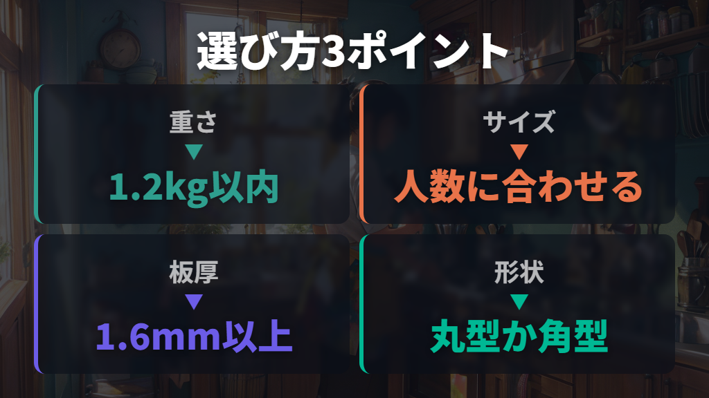 鉄フライパンの重さ・サイズ・板厚の選び方のポイント
