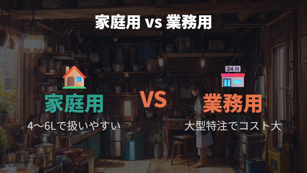 人気ランキング上位の家庭用と業務用サイズの違い