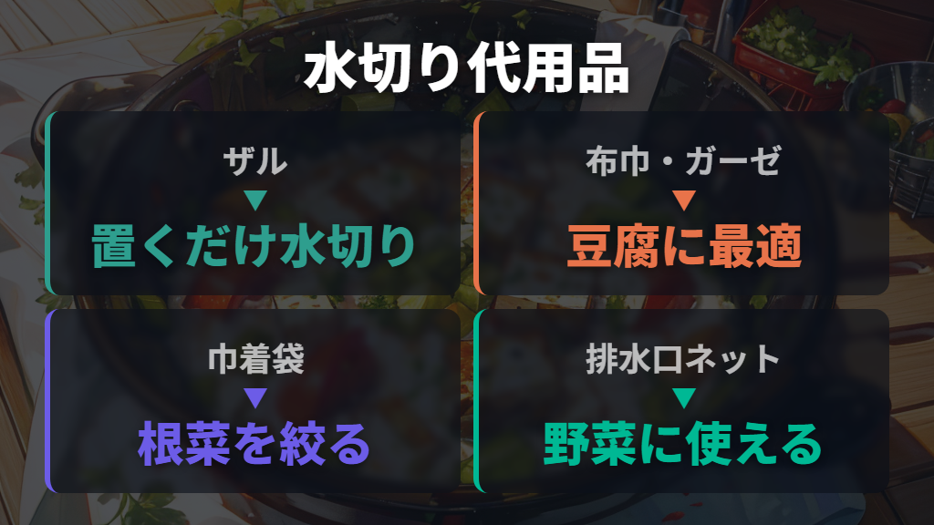 野菜・豆腐・魚の水切りに使えるキッチンペーパー代用品