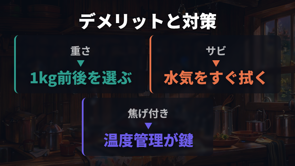 鉄フライパンのデメリットとその対策・覚悟
