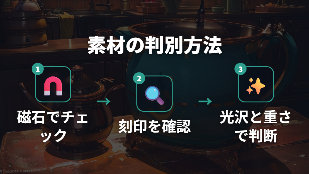 磁石と刻印で素材を判別する方法