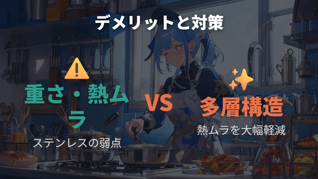 重さと熱ムラというデメリットを多層構造で補う選び方