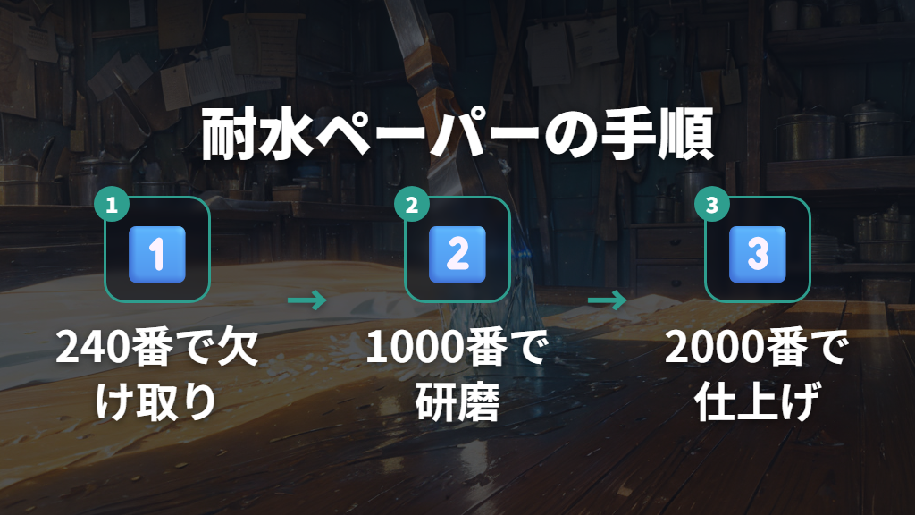 耐水ペーパーを使った研ぎ方