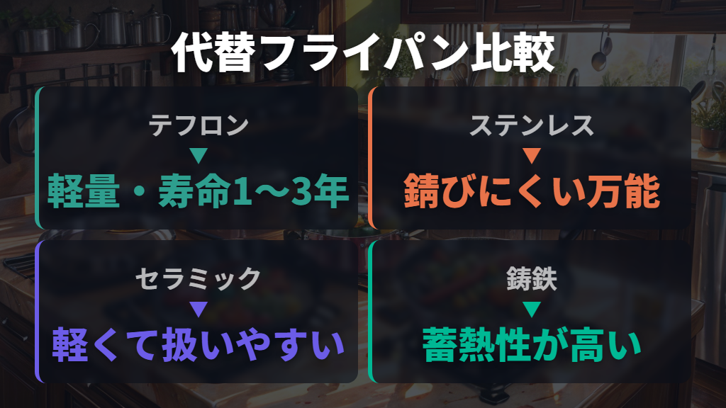 鉄フライパンをやめた後の代替品比較