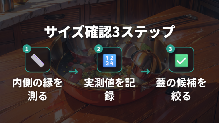 フライパンに合う蓋のサイズ確認は内径を測る