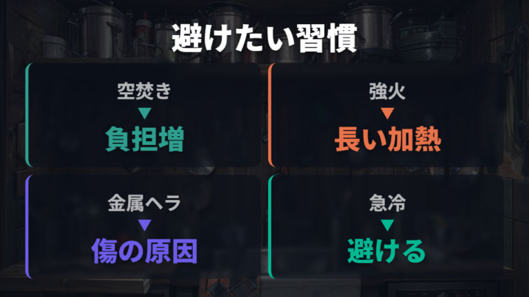 焦げ付きを防ぐ使い方でやってはいけないNG習慣