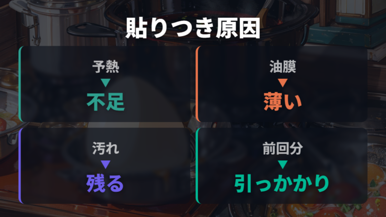 目玉焼きがくっつく原因は予熱・油・汚れに分ける