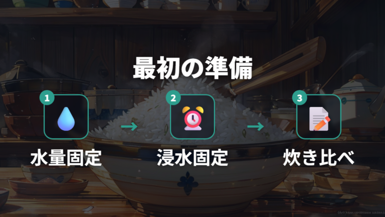 基本の水加減と浸水時間をまず整える