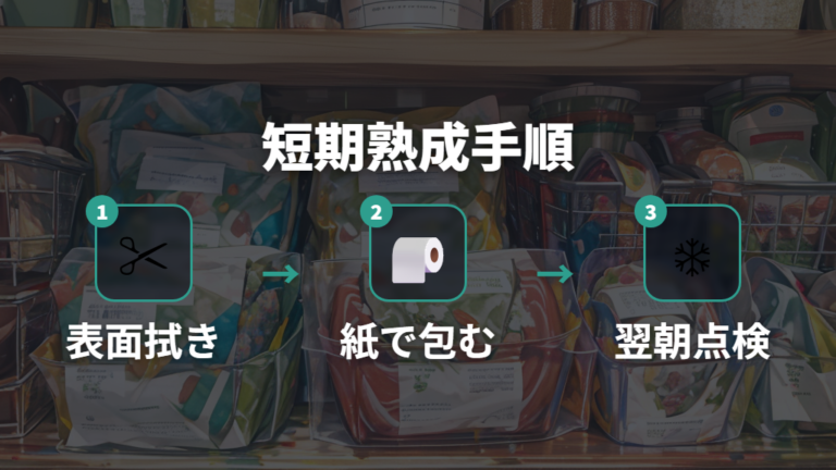 キッチンペーパー熟成の手順は水分を取って包むことから始める