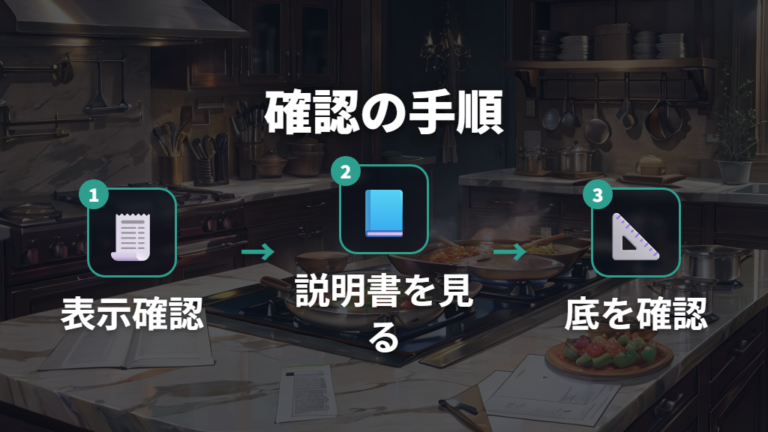 メーカー表示で確認する方法は説明書とIH表記が基本