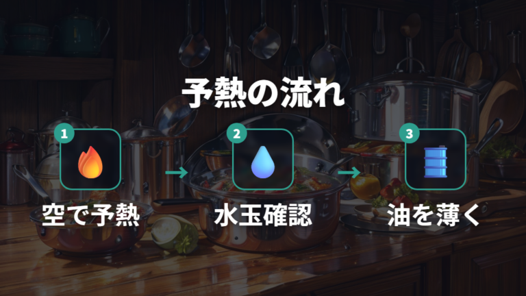 焦げ付きを防ぐ予熱のコツは水玉のサインを見る