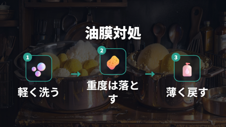 ベタつく油膜を落とす方法は軽度と重度で変える