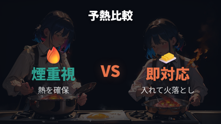 予熱方法の違いを比べて自分のフライパンに合わせる