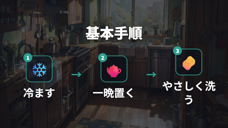 加工フライパンを傷めない洗い方は冷まして浮かせるのが基本