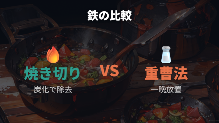 鉄フライパンの焦げ落としは焼き切りと重曹のどちらを選ぶか