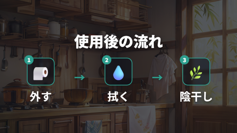 使用後の水分とカビ対策は拭き取りと陰干しが基本