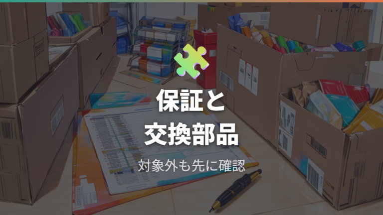 保証と交換部品の確認は購入前に済ませる
