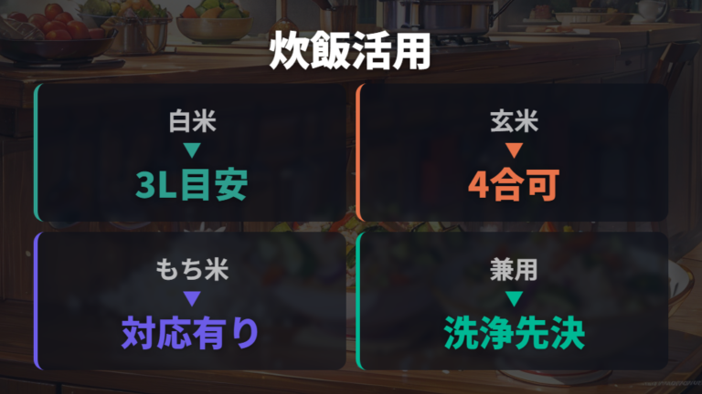 炊飯や玄米調理も圧力鍋の使い道になる