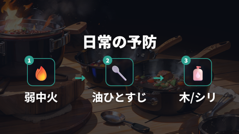 焦げ付きを防ぐ普段の使い方は火加減と道具選び