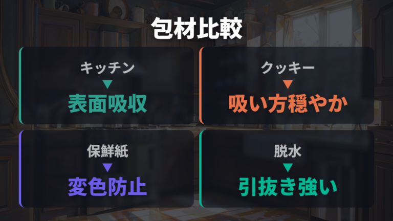 脱水シートとペーパーの違いは水分の抜き方と戻り方にある