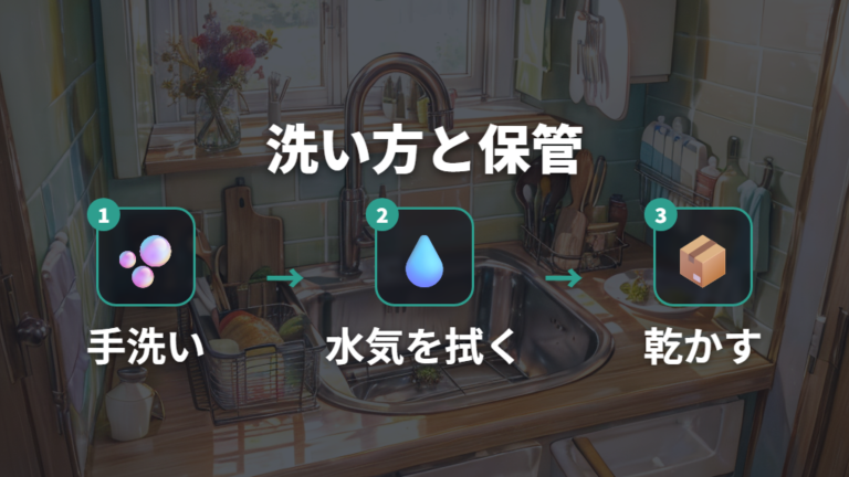 長持ちさせる洗い方と保管は水気を残さないことから