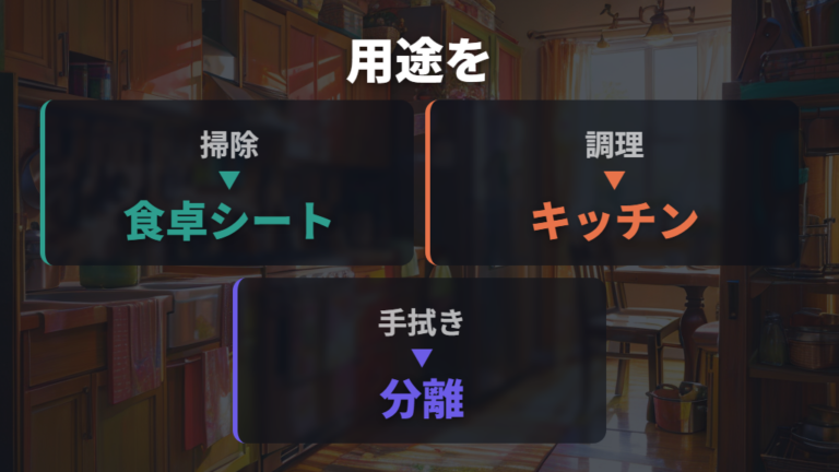 ペーパータオルとの違いを踏まえて掃除用と調理用を分ける