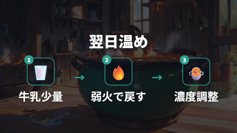 クリーム系は牛乳を少し足して温め直す