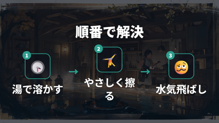 焦げやサビを落としてリセットする方法を順番に進める