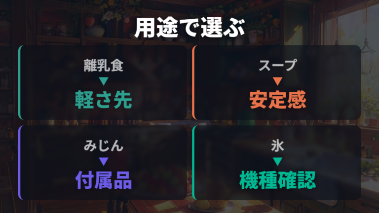 用途別に向いているモデルは離乳食・スープ・氷で変わる