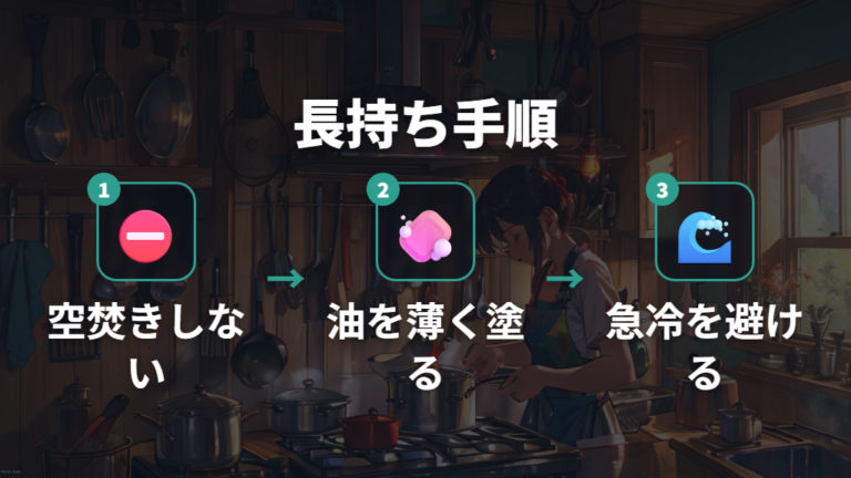 長持ちさせる使い方は強火と急冷を避けること