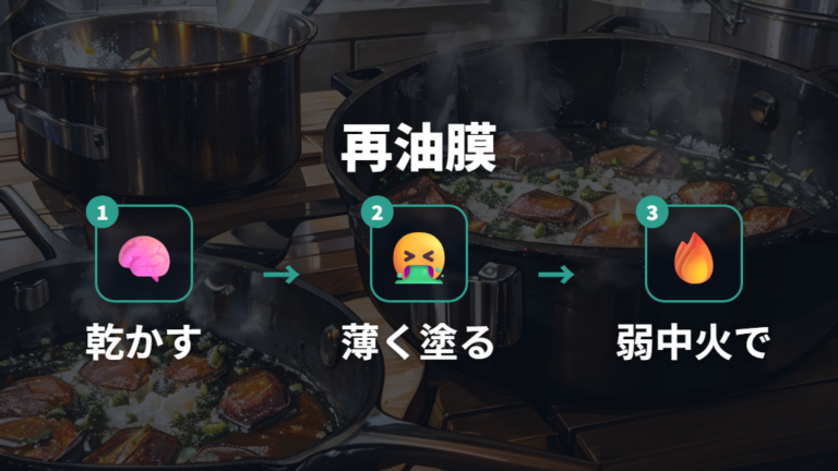 再シーズニングに使う油と加熱のコツを押さえる