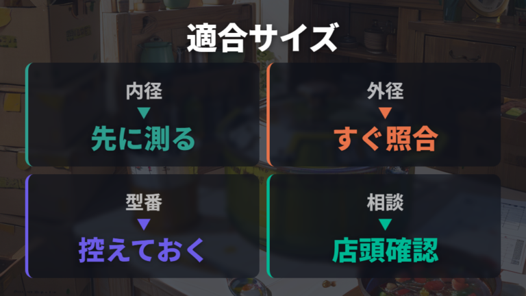 市販蓋のサイズと対応条件を測って確認する