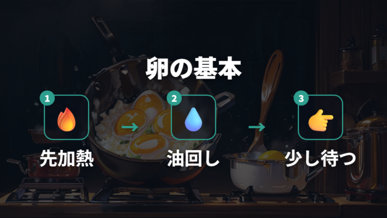 卵がくっつかない火加減は予熱と油を先に安定させる