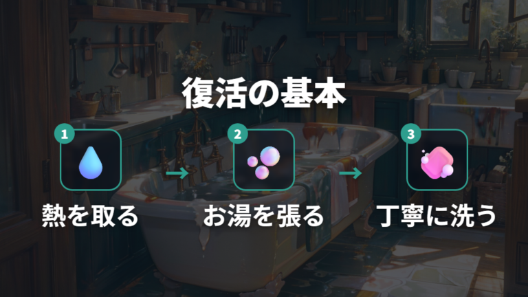 焦げ付きを落として復活させる手順はお湯と中性洗剤から