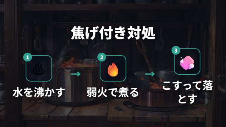 焦げ付きとサビの落とし方はふやかしてから戻す