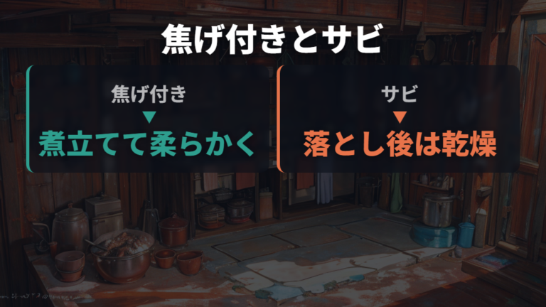 焦げ付きとサビの落とし方は水分を残さないことまで含める