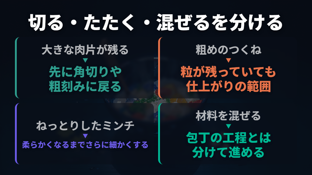 細かくならないときは、切り分け方と仕上がりの目標を見直す