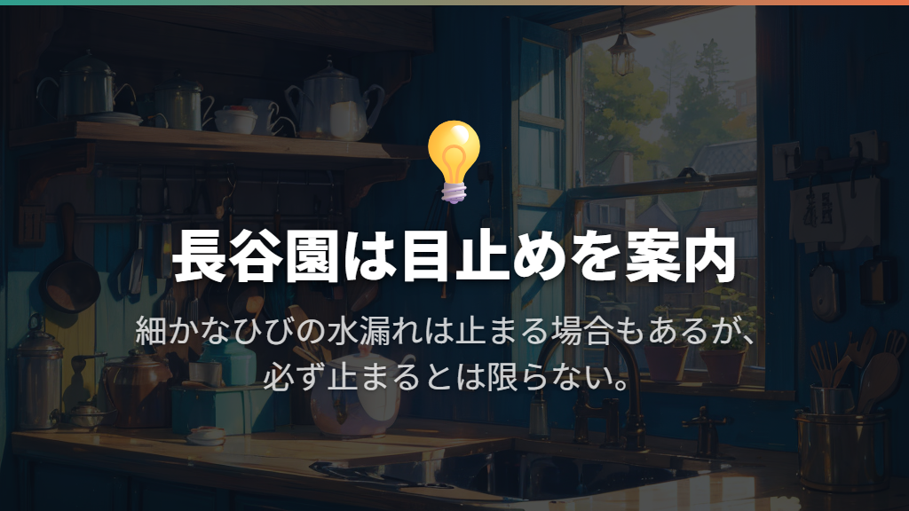 水漏れは目止めで止まる場合と交換が必要な場合がある