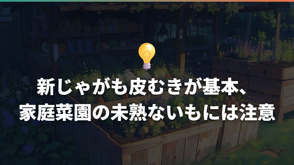 新じゃがも皮むきが基本、家庭菜園の未熟ないもには注意