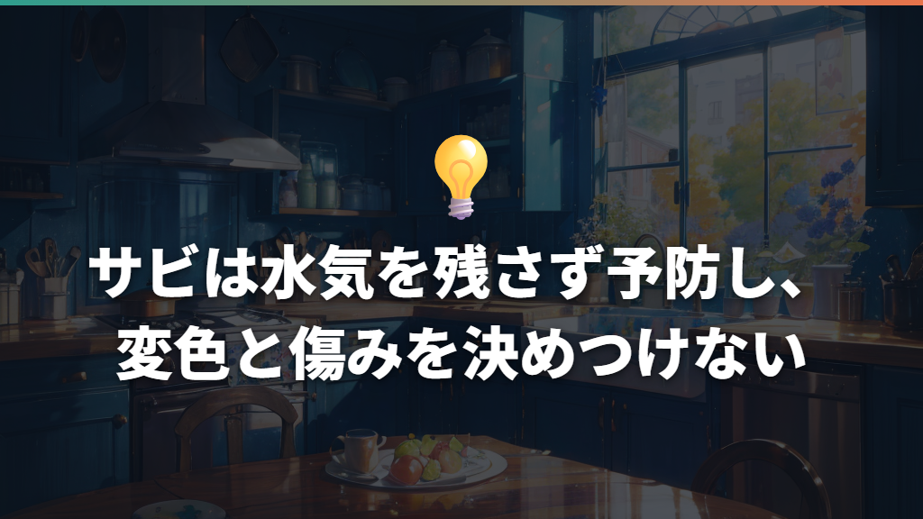 サビは水気を残さず予防し、変色と傷みを決めつけない