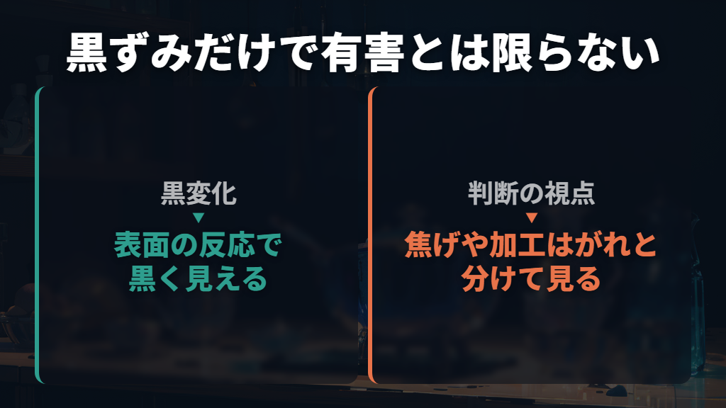 黒ずみだけで有害とは判断しない