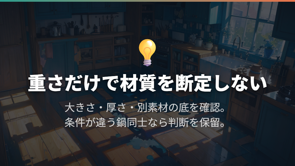 軽さで比べるなら、鍋の大きさ・厚さ・構造をそろえる