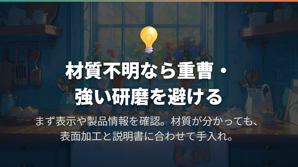 材質不明の鍋に重曹や強い研磨を使わない