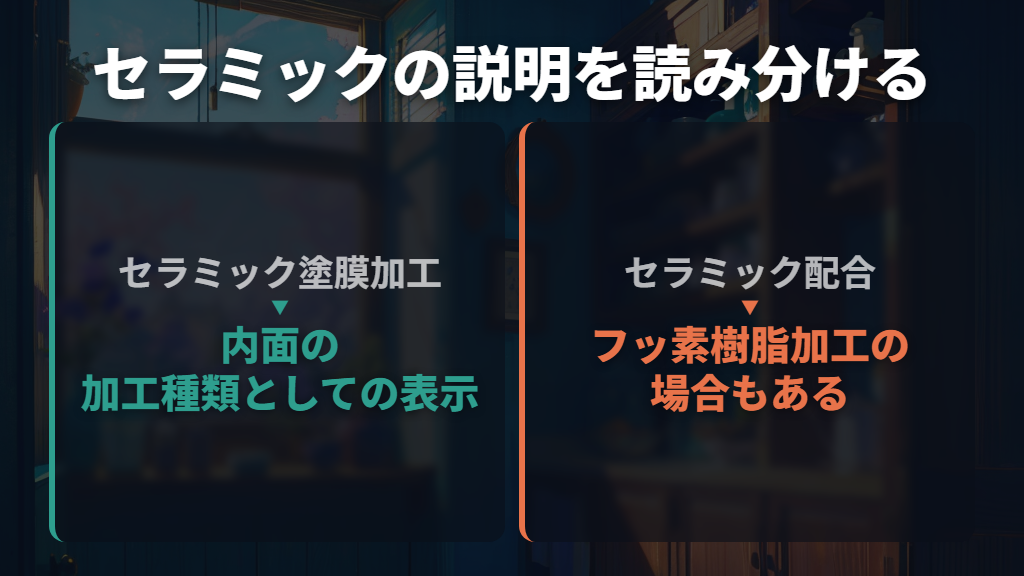 「セラミック塗膜加工」と「セラミック配合」は区別する